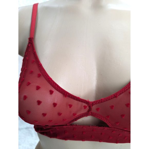 Honeydew Intimates flocked hearts feminine bralette NWOT RED - Picture 3 of 5